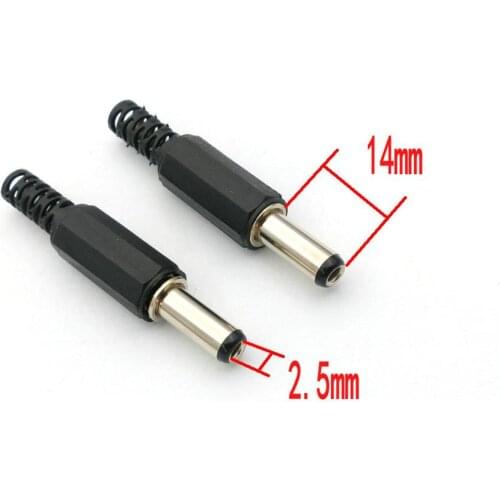100pcs DC 5.5x2.5 mm Power cable Male Plug 14mm Connector Adapter Plastic
