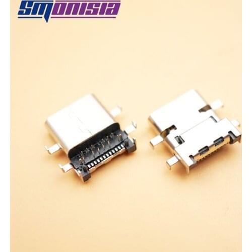 Smonisia 100pcs 24P USB Female Connector 3.1 Type-C 1.98 mm Pitch 12 15 High Frequency Heavy Plate 4Pins 90Degree Socket
