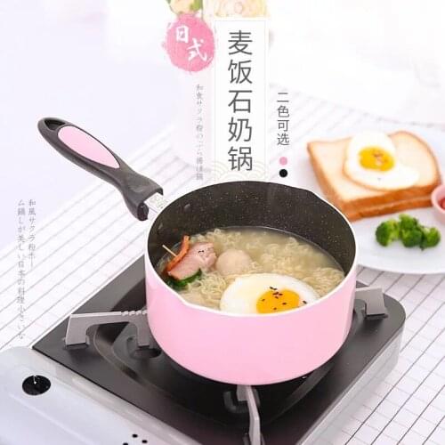 18CM Pink/black Soup Pot Saucepan Portable Stockpot Milk Heating Nonstick Cooking Pan Kitchen Cookware For Gas Induction Cooker