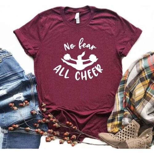 2020 New fashion spring arrival No Fear All Cheer Print Women tshirt Cotton Casual Funny t shirt Gift Girl Top Tee-L947