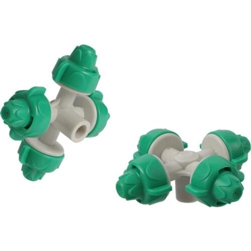 50Pcs Garden 6mm Cross Atomizing Nozzles 0.5mm Orifice Landscaping Cooling Dust Removal Sprayer 360 Degree Spray Direction