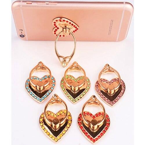 Diamond Phone Holder Love Finger Ring Stand for IPhone Smartphone Rotatable Support Bracket for Xiaomi