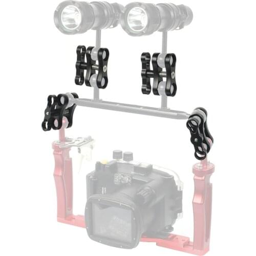 Aluminum Butterfly Clip Diving Light 360° Clamp Mount Group 1/4" Screw 1 inch Ball Head Adapter for Gopro Sports Action Camera