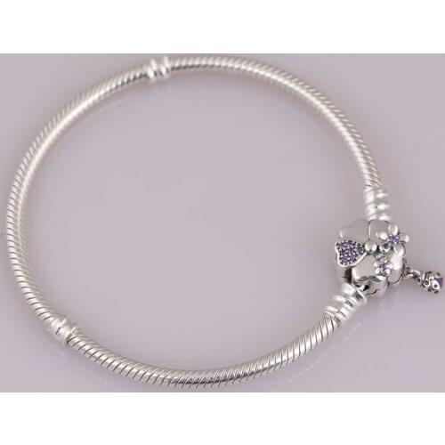 Authentic S925 Sterling Silver Enamel Wildflower Meadow Clasp With Crystal Bracelet Bangle fit Lady Charm Bead DIY Jewelry