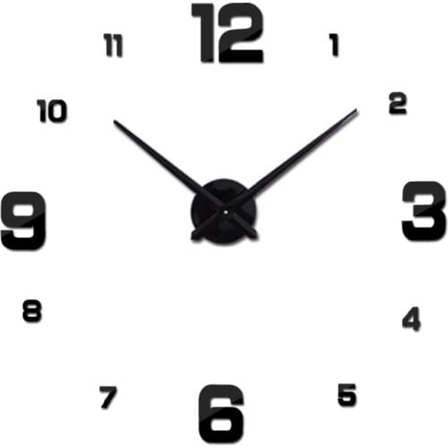 Large diy acrylic mirror wall clock europe 3d big quartz watch still life clocks living room home decor creative stickers