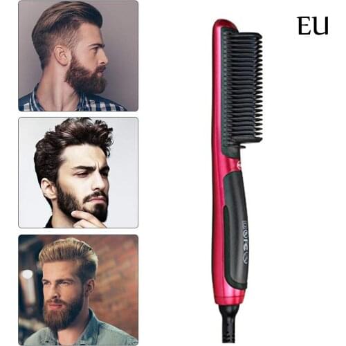 Quick anti-static Beard Straightener Portable Men Fast Beard Smoothing Comb LCD Display Ceramic Hair Comb Curling Show Cap