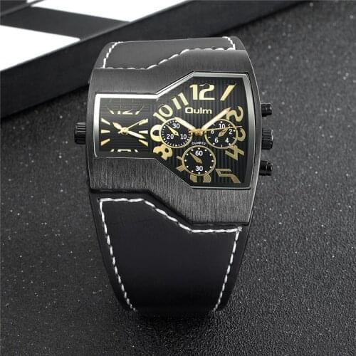 Oulm 1220B NEW Male Watch Punk Personalized Strap Big Dial Watches Men Outdoor Sports Watch Luxury Male Quartz Wristwatch