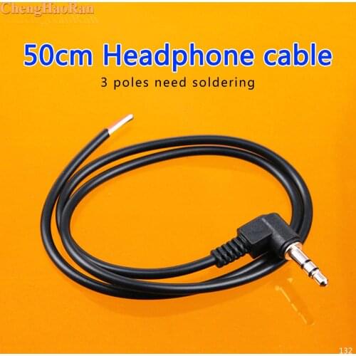 ChengHaoRan 50cm 95cm 3 pole Speaker & Earphone Wire for DIY Replace Headphone Cable 3.5mm Audio Cable need welding Soldering