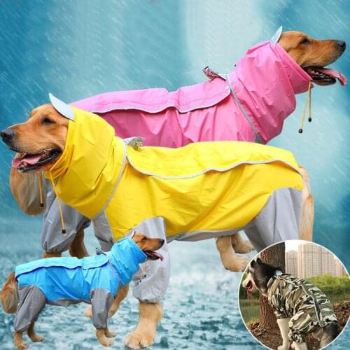Dog Raincoat Clothes Big Dog Raincoat For Large Dogs Jumpsuit Rain Coat Waterproof Hooded Labrador Golden Retriever Dog Clothing