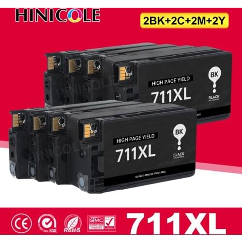 HINICOLE 2 Set For HP 711XL 711 XL For HP711 Ink Cartridge Compatible For HP DesignJet T120 T520 Printer Cartridges