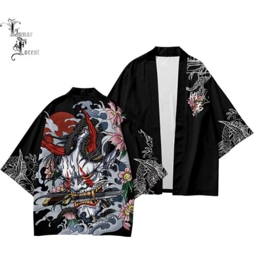 Cool Hannya Mask 3D Printing Japanese Kimono Haori Yukata Cosplay Fashion Summer Casual Harajuku Short Sleeve Streetwear