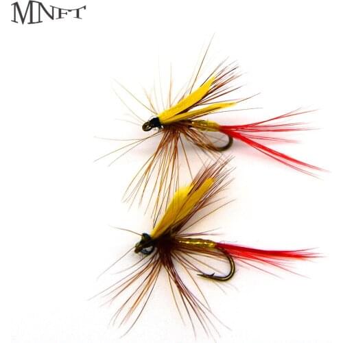 MNFT 10PCS Yellow Wings May Brown Dry Flies Fly Fishing Trout Lures Mayfly Nypmh Mosquito Lure #12