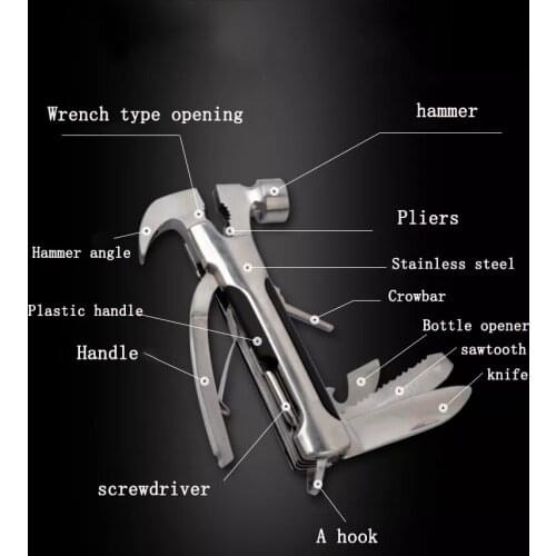 Multifunctional tool set folding pliers car mounted safety hammer outdoor camping portable