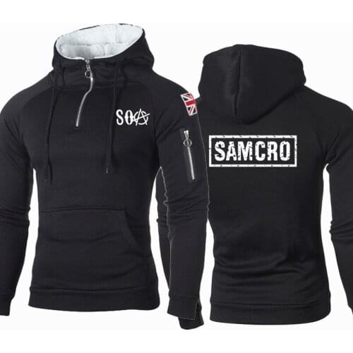 NEW Spring Autumn Mens Hoodie SOA Anarchy Child Son SAMCRO Print High Quality casual cotton mens zipper hoodie clothing