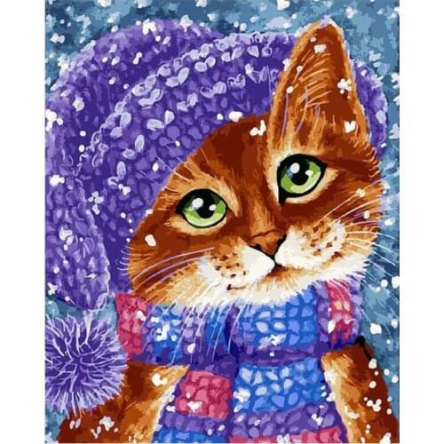 Animal Full Embroidery Mosaic Craft Cute Cat Diamond Painting Kits Beads Picture Wall Paper Rhinestones Drawing Christmas Gift