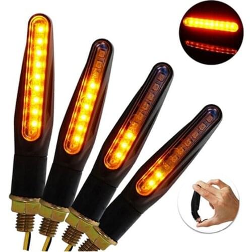 2021 NEW LED Motorcycle Turn Signals Light 12 SMD Tail Flasher Flowing Water Blinker IP68 Bendable Motorcycle Flashing Lights