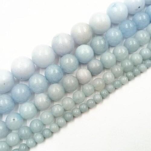 Wholesale Natural Sea Blue Gemstone Spacer Loose Beads Jewelry Making Round New DIY 4 6 8 10 12mm For Necklace Bracelet