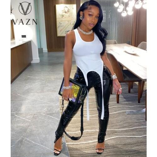 VAZN New Style Autumn Slim Ones Body Model Makes Bottom Pure Color Round Collar Makes Bottom Coat Sexy Without Sleeve