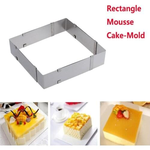 Adjustable Square Rectangle Cake Mold Stainless Steel Mousse Ring Baking Mould Birthday Wedding Cake Decorating Tools