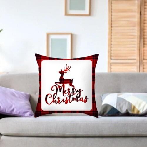 Christmas Pillow Case Skin-friendly Wear Resistant Allergy Free Polyester Peach Skin Decorative Throw Pillow Case for Home