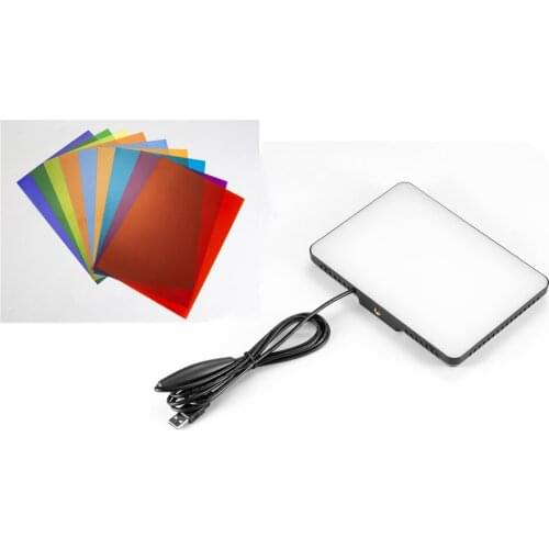 Dimmable 5600K USB LED Video Light with Adjustable Color Filters for Tabletop Low Angle Shooting LED Lighting Photography