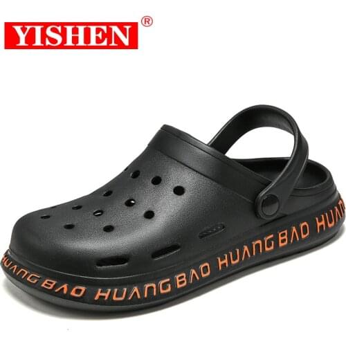 YISHEN Sandals Men Clogs Slippers Soft Bottom Beach Sandals Men Clog Sandals Comfortable Breathable Ankle-Wrap EVA Plus Size