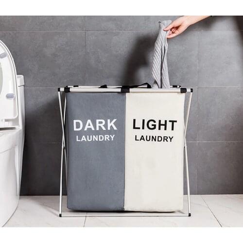 Foldable Laundry Basket Organizer For Dirty Clothes Toy Storage Basket Separate Store Handle Design Large Capacity Waterproof