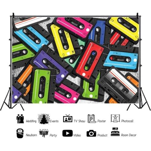 Old-fashion Radio and Tape Rhythms In The 80s Portrait Photography Backdrop Decor Photo Background Studio Photocall Props