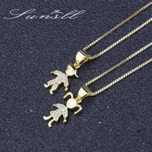 SUNSLL New gold copper necklace cubic Zirconia girl/ boy cute necklace for women/children fashion party jewelry pendant necklace