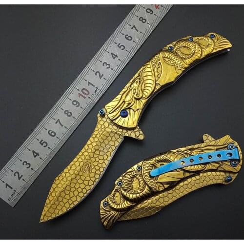 Gold Fly Dragon Tactical knife Wilderness survival tools All steel Outdoor knives Hiking Camping Hunting knives blade nice work