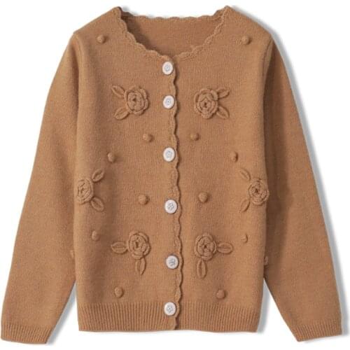 Spring Autumn 3D Flower Embroidery Sweaters Long Sleeve Knitted Cardigans Women Tops Casual Sweater Outerwear Office Lady Jumper