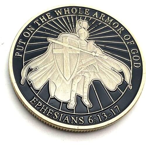 Military Challenge Coin Put on The Whole Armor of God Ephesians Sword Shield Challenge Coin Dropshipping