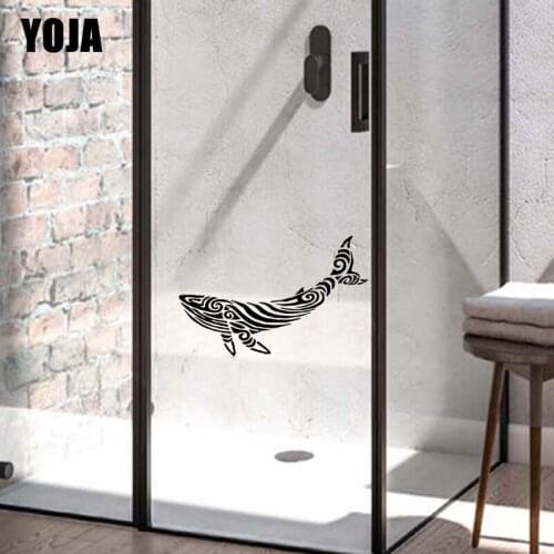 YOJA 19x23.4CM Home Bedroom Blue Whale Decorative Wall Stickers Bathroom Glass Decals G2-0514