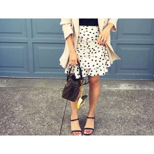 Half-Length Skirt Summer New Womens Cascade Decorative Wave-Point Folded