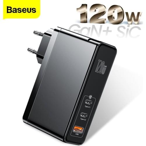Baseus 120W GaN SiC USB C Charger Quick Charge 4.0 3.0 QC Type C PD Fast USB Charger For Macbook Pro iPad iPhone Samsung Xiaomi