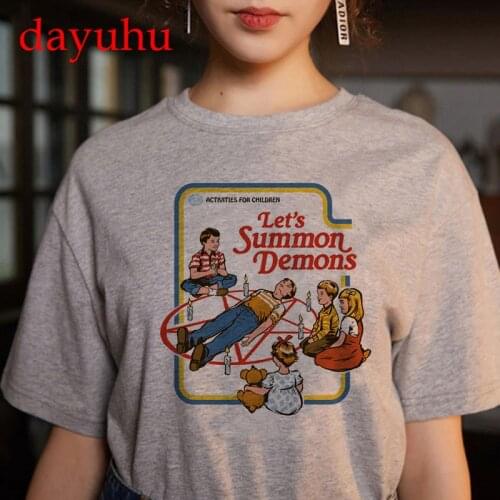 Satan Demon Grim Reaper Harajuku T Shirt Satanism Halloween T- Shirt Women Horror Tshirt Satanist Hell Ullzang Top Tees Female