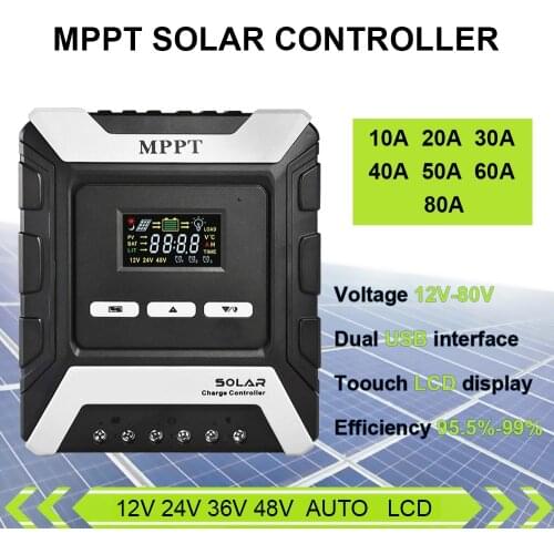 12V 24V 48V LCD Display 20A 30A 40A 50A 60A 80A Fully Automatic Universal Smart Charging USB Smart Output MPPT Solar Controller