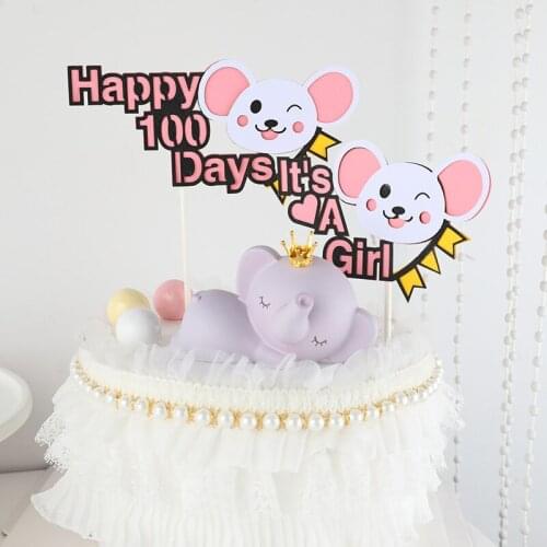 100 Days Happy Birthday Cake Topper Cute Its a Girl Boy Cupcake Topper For Kids Birthday Party Cake Decorations Baby Shower