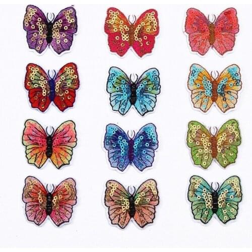 100pcs/lot Sequins Embroidery Patch Butterfly Animal Backpack Clothing Decoration Accessories Diy Iron Heat Transfer Applique