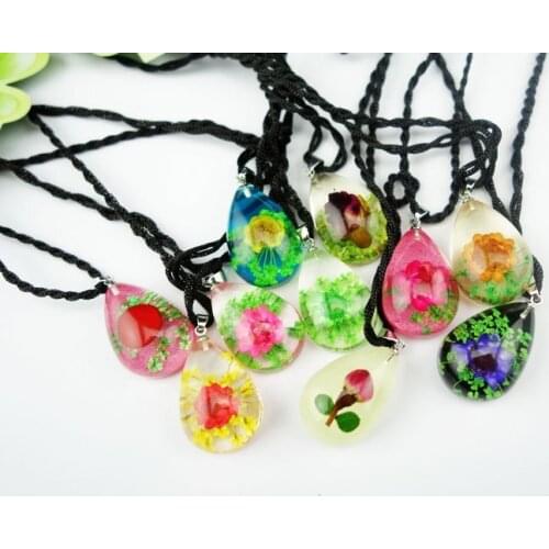 12 pcs beauty mixed colorful flower drop shape vogue pendant