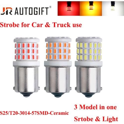 50PCS 1156 BA15S strobe flash light brake blink light Lamp Bulb 57 LED 24V Red Auto Tail Stop Brake Turn Signal Light for Truck