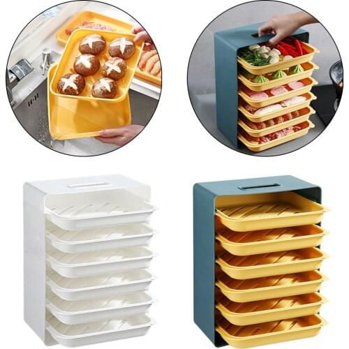 6-layer Kitchen Food Preparation Tray Plastic Food Preservation Tray Rack Durable