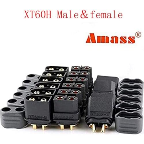AMASS 5/10Pair XT60H (XT60 Upgrade) Male Female Bullet Connectors Power Plugs with Sheath for RC Parts