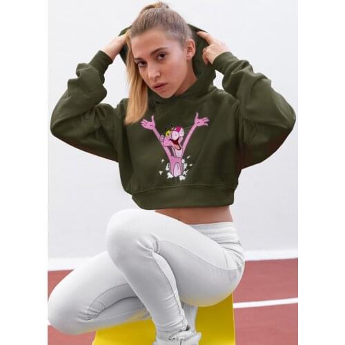 Angemiel Wear Wall Hottest Pink Panther Green Short Hooded Sweatshirt