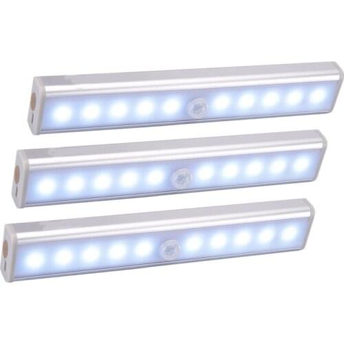 Wireless LED Under Cabinet Light PIR Motion Sensor Lamp 6/10 LEDs for Wardrobe Cupboard Closet Kitchen Led Night Light