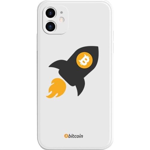 Bitcoin btc white Phone Case Cover For iPhone SE2 11 12 Pro XS MAX XS XR 8 7 12MINI Plus Creative Bitcoin goes to space Case off