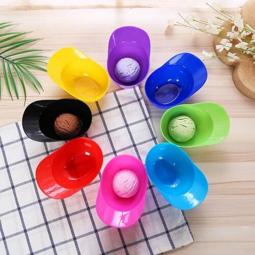 Household Children Ice Cream Bowls Little Boys Girls Creative Solid Color Baseball Cap Shape Snack Bowl Tableware