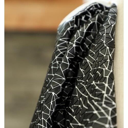Black 42*47cm Pleated texture three-dimensional knitting fabric / creative bag pvc leather pu cloth prom tweed dress fabric