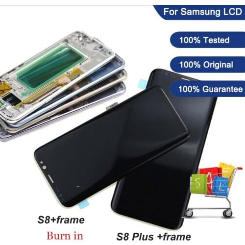 ORIGINAL AMOLED S8 LCD for SAMSUNG Galaxy s8 G950 G950F Display S8 Plus G955 G955F Lcd Touch Screen Digitizer With frame