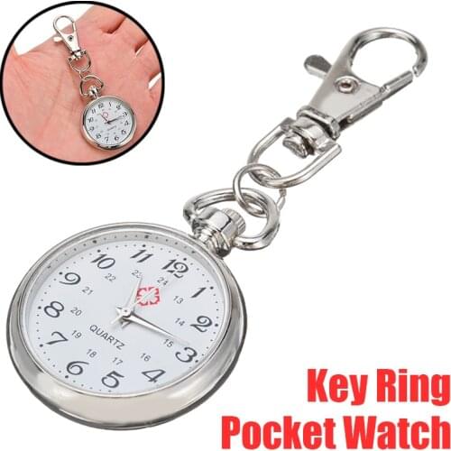 Doctor Medical Simple Style FOB Watches Silver Charming Key Chin Ring Pocket Watch 2019 New Fashion Nurse Pocket Quartz Watch